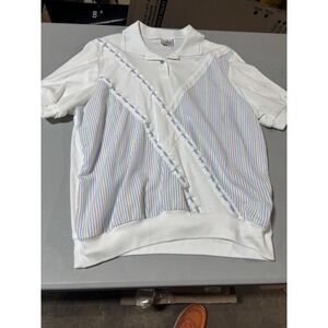 Cricket Lane Shirt Size M White Blue Grandmacore 80s 90s Retro VTG Cottagecore